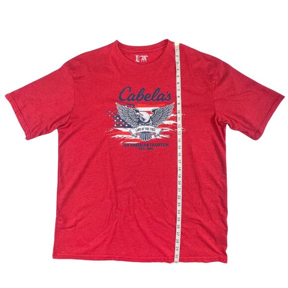 Cabelas Shirt Mens XL Red Patriotic Eagle Flag Graphic Tee Americana Outdoor Top - Picture 4 of 9